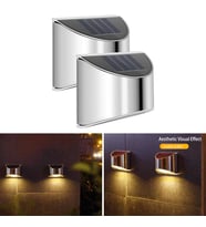 TechnoSmart 2Adet Solar Metal Tek Taraflı Aplik Duvar Lambası Dekoratif Led Aydınlatma Güneş Enerji