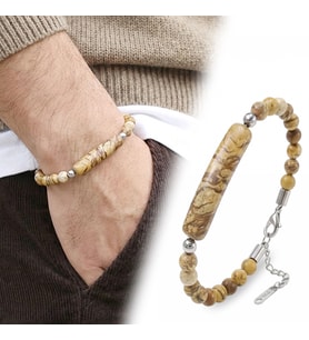 Moncuk Design Odun Jasper Doğaltaş Çelik Halat Ve Çelik Klipsli Bileklik 33512B19D3