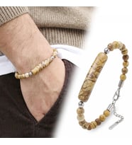 Moncuk Design Odun Jasper Doğaltaş Çelik Halat Ve Çelik Klipsli Bileklik 33512B19D3