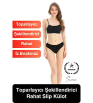 Yeni Sezon Slip Kesim Kaymaz ve Konforlu Toparlayıcı Şekillendirici Kadın Slip Külot İç Çamaşırı (Siyah)