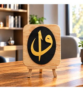 Elif Vav Ahşap Tablo – Gold ve Siyah Hat Sanatı, Manevi Hediye ve Ev Dekorasyonu