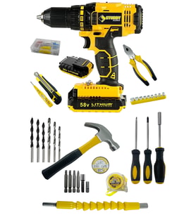 Japon Technology 58v8ah Lion Çift Akülü Turbo Şarjlı Matkap 99 Parça Setli