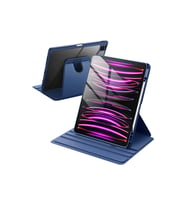 iPad Air 13 inç 2024 360 Derece Dönebilen Standlı Pino iPad Tablet Kılıfı (Lacivert)