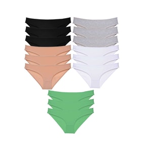 15 adet Süper Eko Set Likralı Kadın Slip Külot Siyah Ten Gri Beyaz Yeşil