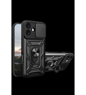 iPhone 17 Pars Lens Yüzüklü Silikon - Siyah