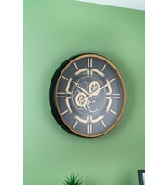 Çarklı Duvar Saati - 59 cm (Siyah)