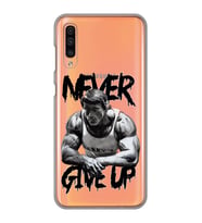 Samsung Galaxy A30S/A50/A50S Uyumlu Arnold Fitness Never Give Up Desenli Şeffaf Telefon Kılıfı