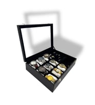 Richbox 9'lu Saat Bileklik Bilezik Yüzük Kol Düğmesi Takı Kutusu Siyah/Siyah