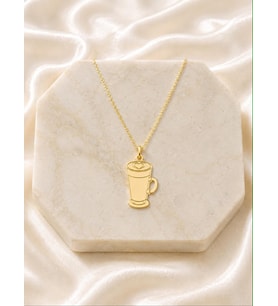 Kişiye Özel Tasarım Latte Kupası Kolye 925K Gümüş (Gold)