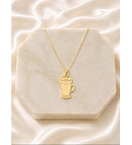 Kişiye Özel Tasarım Latte Kupası Kolye 925K Gümüş (Gold)
