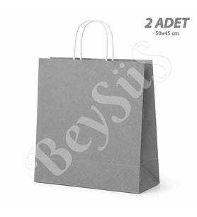 50x45 cm Hediyelik Kağıt Çanta Gümüş 2 Adet