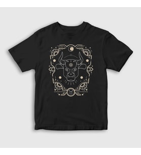 Presmono Unisex Çocuk Siyah Taurus Zodiac Hediye Boğa Burcu T-Shirt 529988tt