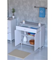 Eliusta Fre 70 cm Çok Amaçlı Dolap 1 Raflı Tek Çekmeceli Banyo Mutfak Dolabı 70x88x32,5 cm Organizer Dolap (Beyaz)