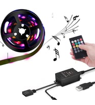 UpWay 5V USB 100cm RGB Şerit LED 3 Çipli SMD5050-30LED Ses Sensörlü Kumandalı