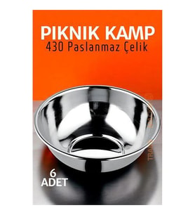 ModaCar Paslanmaz Çelik Yemek Tası Çorba Kasesi Kamp Piknik Tabağı 6 ADET