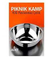 ModaCar Paslanmaz Çelik Yemek Tası Çorba Kasesi Kamp Piknik Tabağı 6 ADET