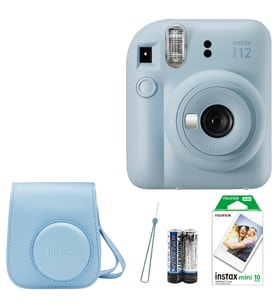 Fujifilm İnstax Mini 12 Fotoğraf Makinesi+Askı+pil +10'lu film+Çanta (Mavi)