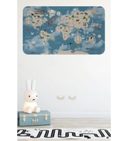 Eğitici Dünya Haritası Dünya Atlası Çocuk Ve Bebek Odası Duvar Sticker -60x105-3827