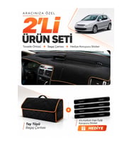 e-biz PEUGEOT 307 (2001-2008) Uyumlu Torpido Örtüsü + Tay Tüyü Çanta - Siyah-Kahverengi - PE009