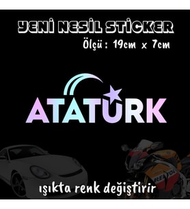 atatürk ayyıldız ön arka cam uyumlu 2 adet oto sticker - ışıkta renk değiştiren hologram sticker yapıştırma