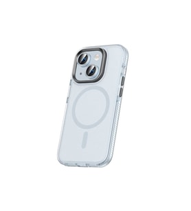 Apple iPhone 15 Plus Uyumlu Kılıf Airbagli M-safe Wireless Şarj Özellikli Lens Koruyuculu Zore Klaptika Kapak (Açık Mavi)
