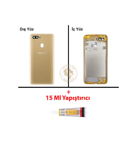 Oppo A5S Gold Uyumlu Lensli Orta Kasa + B7000 Yapıştırıcı Full Kasa Kapak Gövde Housing