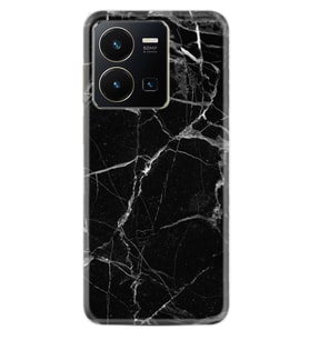 Vivo Y35 Kılıf Resimli Desenli Baskılı Silikon Fragile Black Mermer 1378