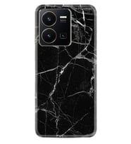 Vivo Y35 Kılıf Resimli Desenli Baskılı Silikon Fragile Black Mermer 1378