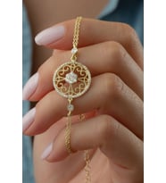 925 Ayar Çiçek Gold Gümüş Bileklik