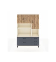 Hyperion Dolap 8 Raflı 5 Çekmeceli 3 Kapaklı 132x44x195 Aytaşı-Çam/Antrasit