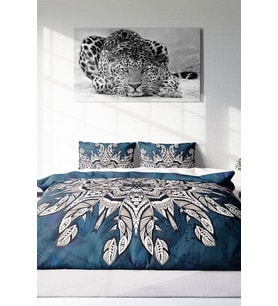 Çift Kişilik ( Lastikli Çarşaflı ) %100 Pamuk Saten Nevresim Takımı Ethnic Mandala3
