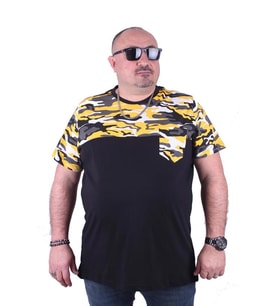 Starbattal Büyük Beden Cepli Camouflage Erkek Tişört 23145 HARDAL
