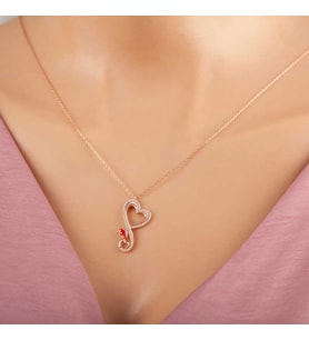 Gümüş Rose Kalpli Kelebek Kadın Kolye