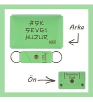 Fıstık Yeşil, Aşk Sevgi Huzur Yazılı İsme Özel, Cüzdan Ve Anahtarlık Set, İş Arkadaşına Hediye Takım (Fıstık Yeşili)