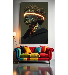 NEON TONLARDA HEYKEL 1 Ev Duvar Salon Güzellik Salonu Ofis Dükkan Dekarasyon Kanvas Tablo (Çok Renkli)