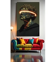 NEON TONLARDA HEYKEL 1 Ev Duvar Salon Güzellik Salonu Ofis Dükkan Dekarasyon Kanvas Tablo (Çok Renkli)
