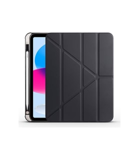 Apple iPad 10.9 2022 (10.Nesil) Uyumlu Kılıf Zore Tri Folding Kalem Bölmeli Standlı Kılıf (Siyah)