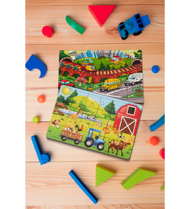 Okul Öncesi Başlangıç Yapboz Taşıtlar Ve Çiftlik Ahşap Puzzle Set