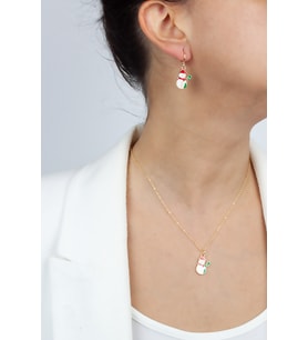Kardan Adam Figür Yılbaşı Temalı Kolye küpe Set