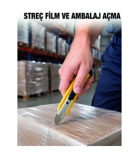Mey İthalat® 5’li Metal Falçata Seti Profesyonel Maket Bıçağı Kesici Falçata Sarı Ergonomik Saplı