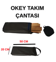 Okey Taşı & Istaka Çantası – 50×20×10 cm, Lastikli Kumaş Kese, Portatif Oyuncu Çantası (Düz Siyah)