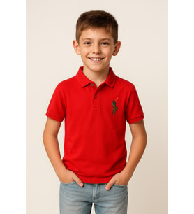 Erkek Çocuk Polo Yaka Düğmeli Kısa Kollu Tişört - 4-5 YAŞ / KIRMIZI
