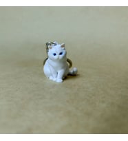 British Short Hair Oturan Kedi-Beyaz- - Anahtarlık