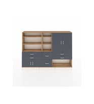 Arges Dolap 10 Raflı 6 Çekmeceli 4 Kapaklı 220x30x163 Çam-Antrasit