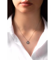 Nazar Boncuklu Gümüş Kolye Minimal Zirkon Taşlı Rose Altın Kaplama Kadın 925 Ayar