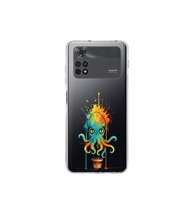Poco M4 Pro ile uyumlu Splash ahtapot tasarımlı şeffaf silikon kılıf