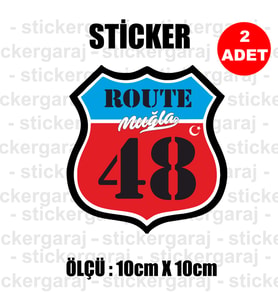 48 muğla memleket rota gidiş etiket sticker çıkartma - 2 adet - motosiklet araba otomobil kamyon kamyonet cam uyumlu
