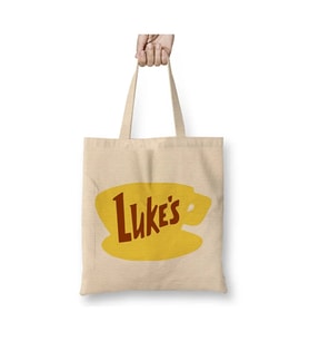 Gilmore Girls Lukes Bez Çanta Uzun Saplı Alışveriş Çantası Plaj Çantası (Beyaz)