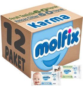 Molfix Islak Havlu Mendil İzotonik Karma 12 Li Set (Ferah Temizlik-Hassas Cilt)