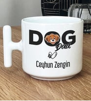 Kişiye Özel Dog Dad Hediye T Kupa Bardak Köpek Babası (Beyaz)
